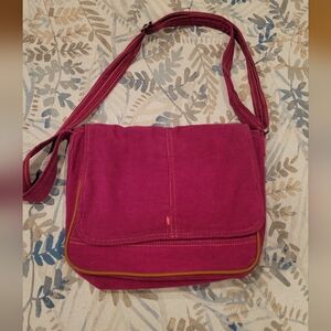 Levi's Vintage Y2K Magenta Corduroy Crossbody Bag with Yellow Trim